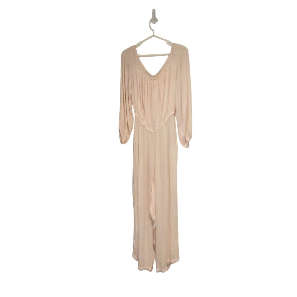 Free People Ivory Rayon Gauze Jumpsuit Wide Leg Tassel Back Boho Sz M - Picture 2 of 8